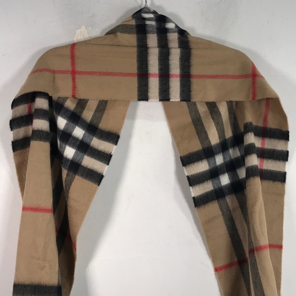 Burberry Check Cashmere Tassel Scarf, Size 66.1" x 11.8" - Archive Beige - Picture 9 of 13